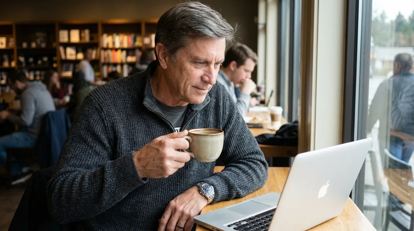 Mike reviewing financial data