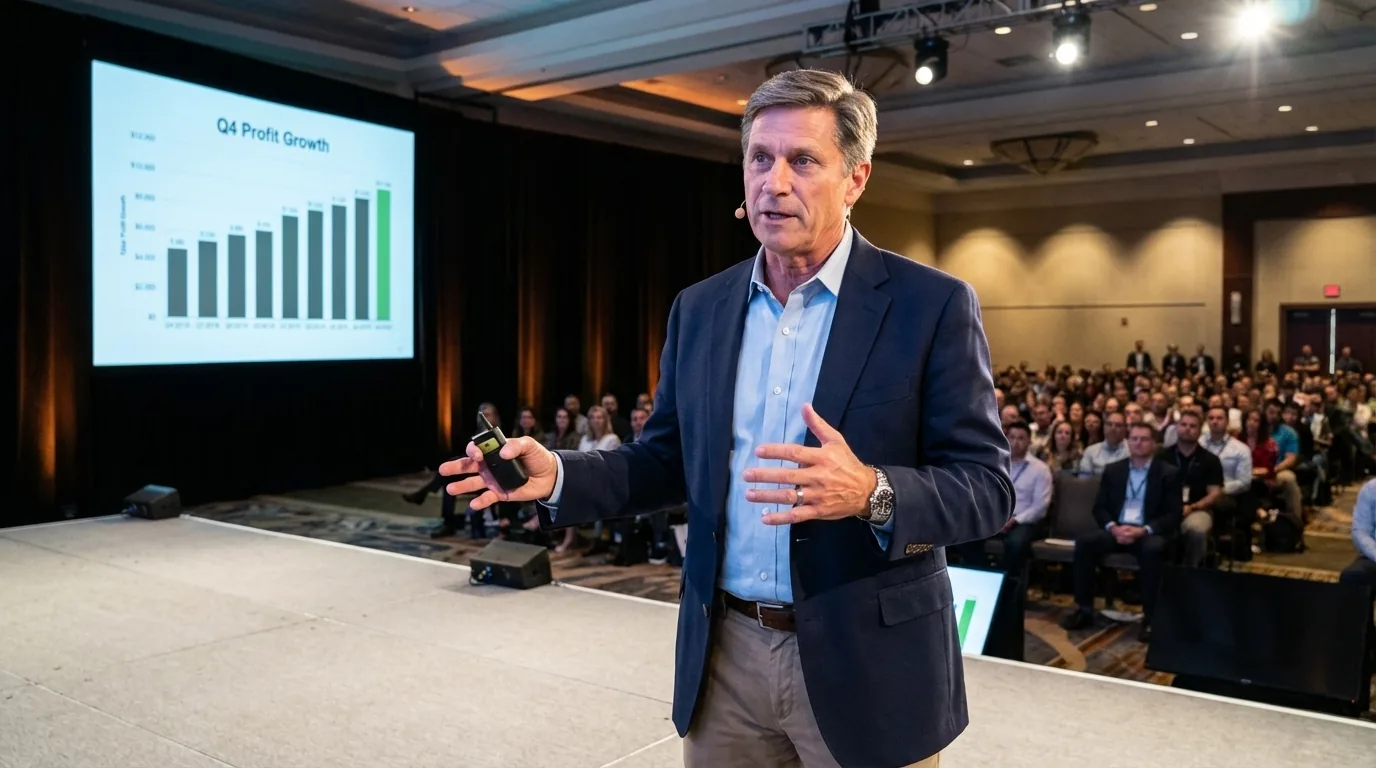 Mike McCabe The Profit Detective delivering a keynote at a major business conference